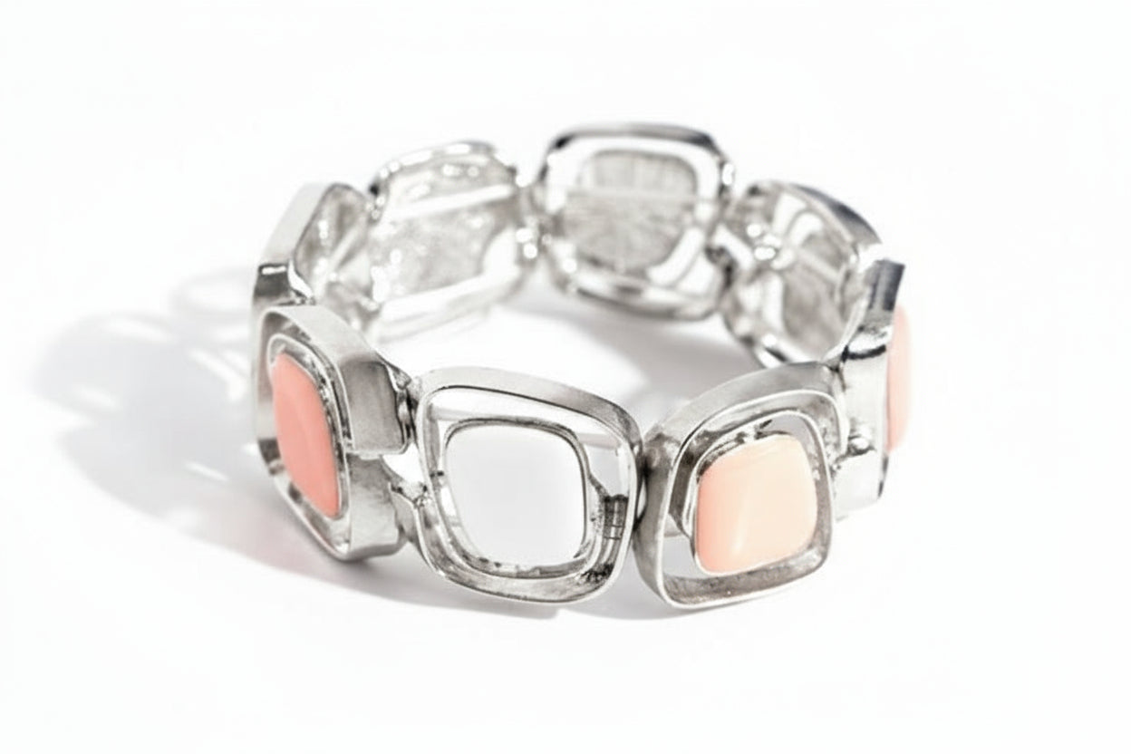 Silver Pink White Stones