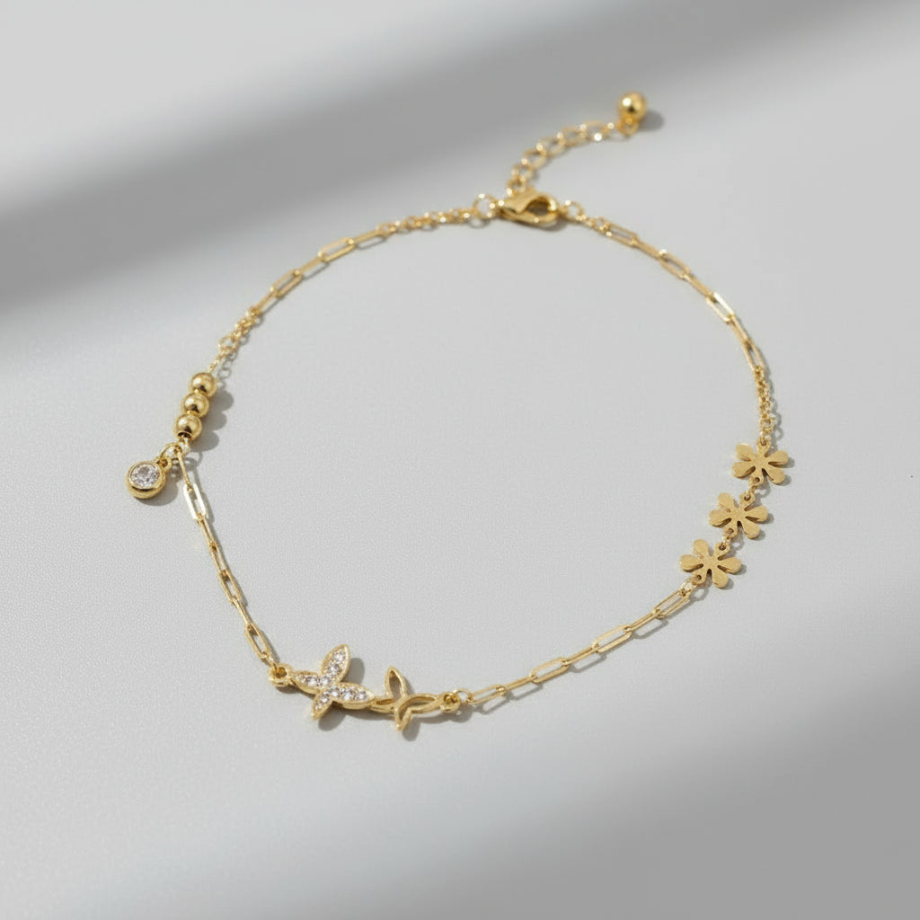 Gold; Flower and Butterfly design