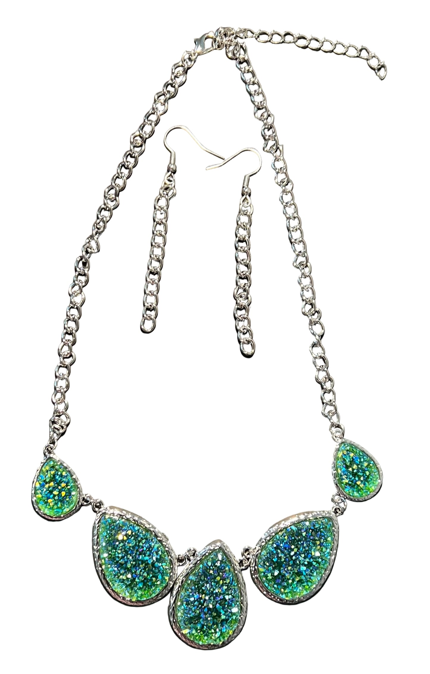 green teardrop-shaped pendants