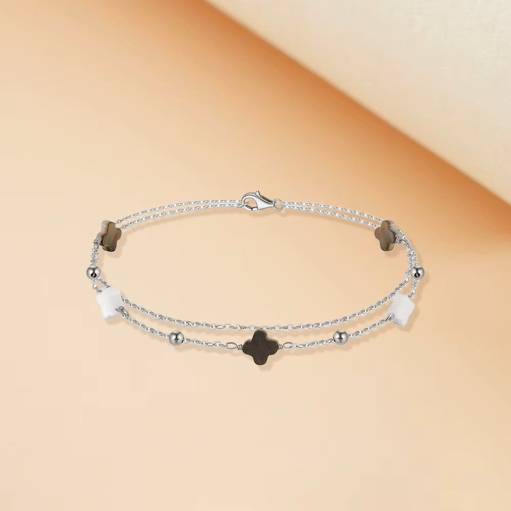 Sterling Silver Multi Stone. White Shell and Black Onyx.