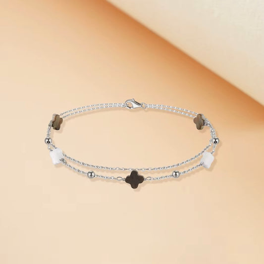 Sterling Silver Multi Stone. White Shell and Black Onyx.