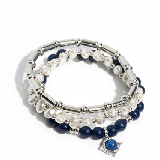 Three Blue/White Beads